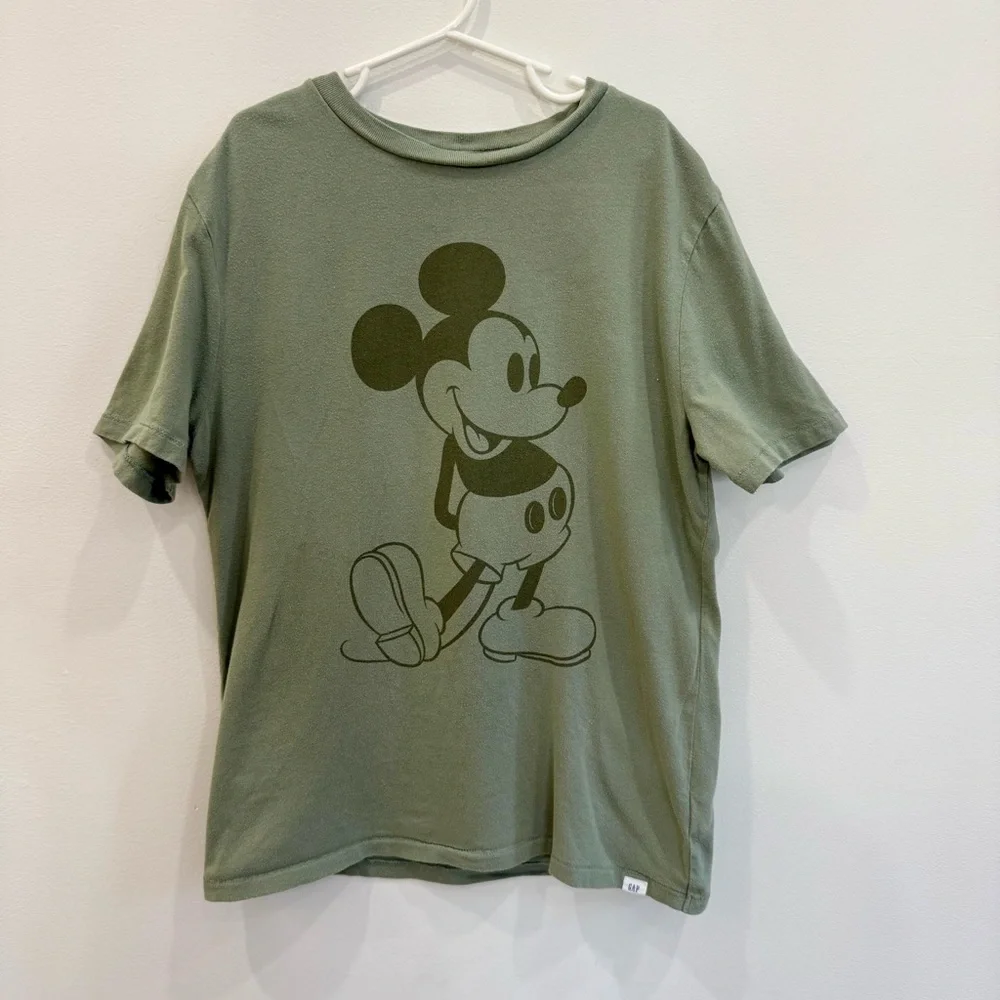 GAP DISNEY Mickey Mouse vintage style army green t-shirt size XL (12)